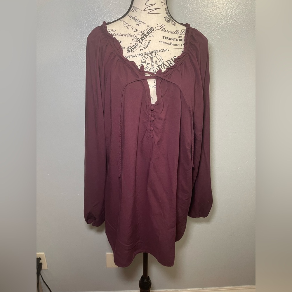 Torrid Deep Burgundy Long Sleeve Blouse